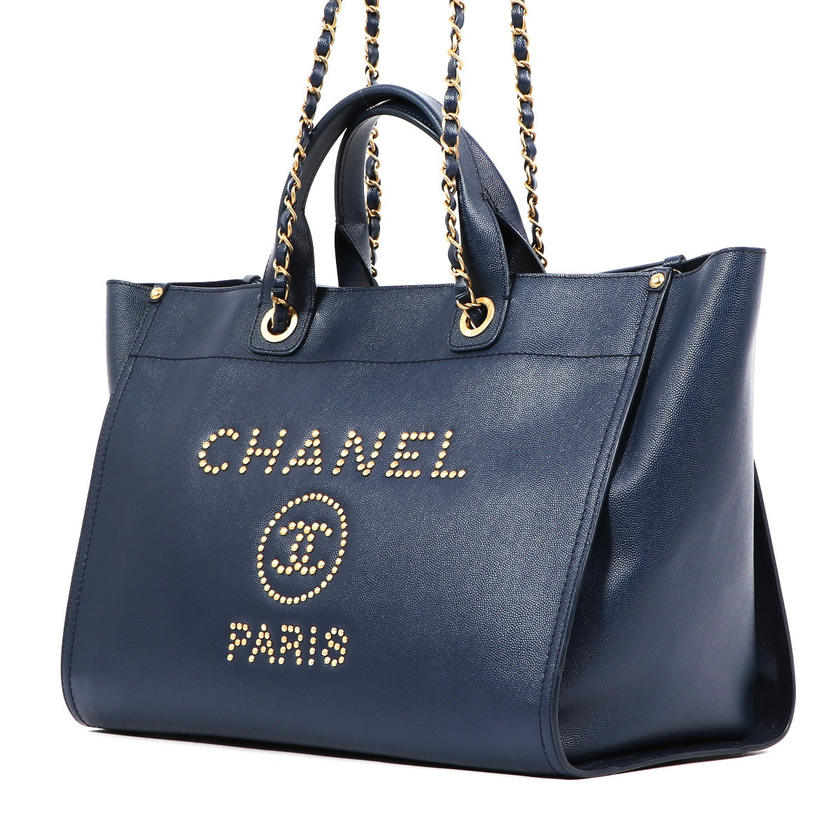 Chanel Blue Calfskin Deauville Large Shopping Bag