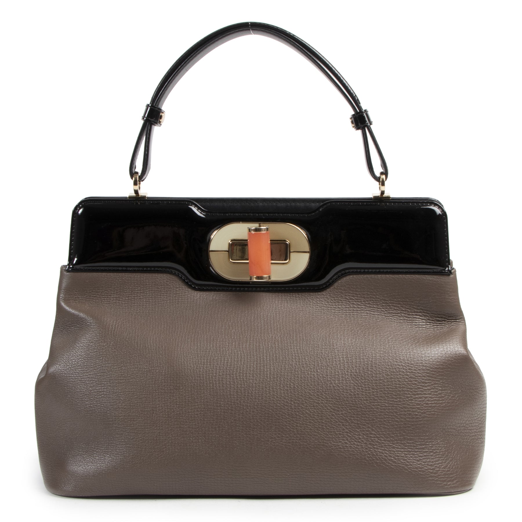 Authentieke Tweedehands Bulgari Taupe Isabella Rosellini Tote Bag juiste prijs veilig online shoppen luxe merken webshop winkelen Antwerpen België mode fashion