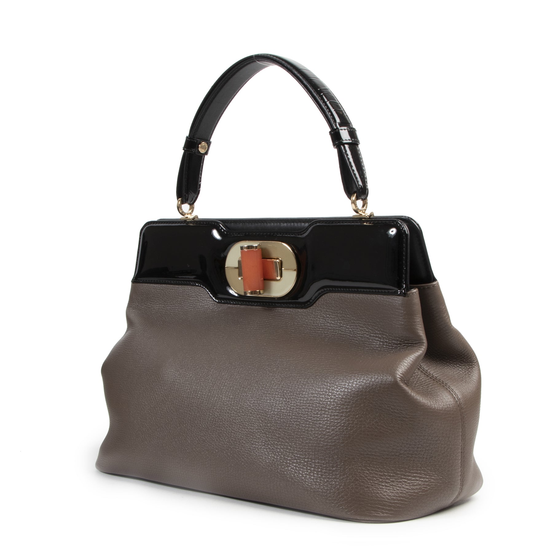 Authentic secondhand Bulgari Taupe Isabella Rosellini Tote Bag designer bags fashion luxury vintage webshop safe secure online shopping