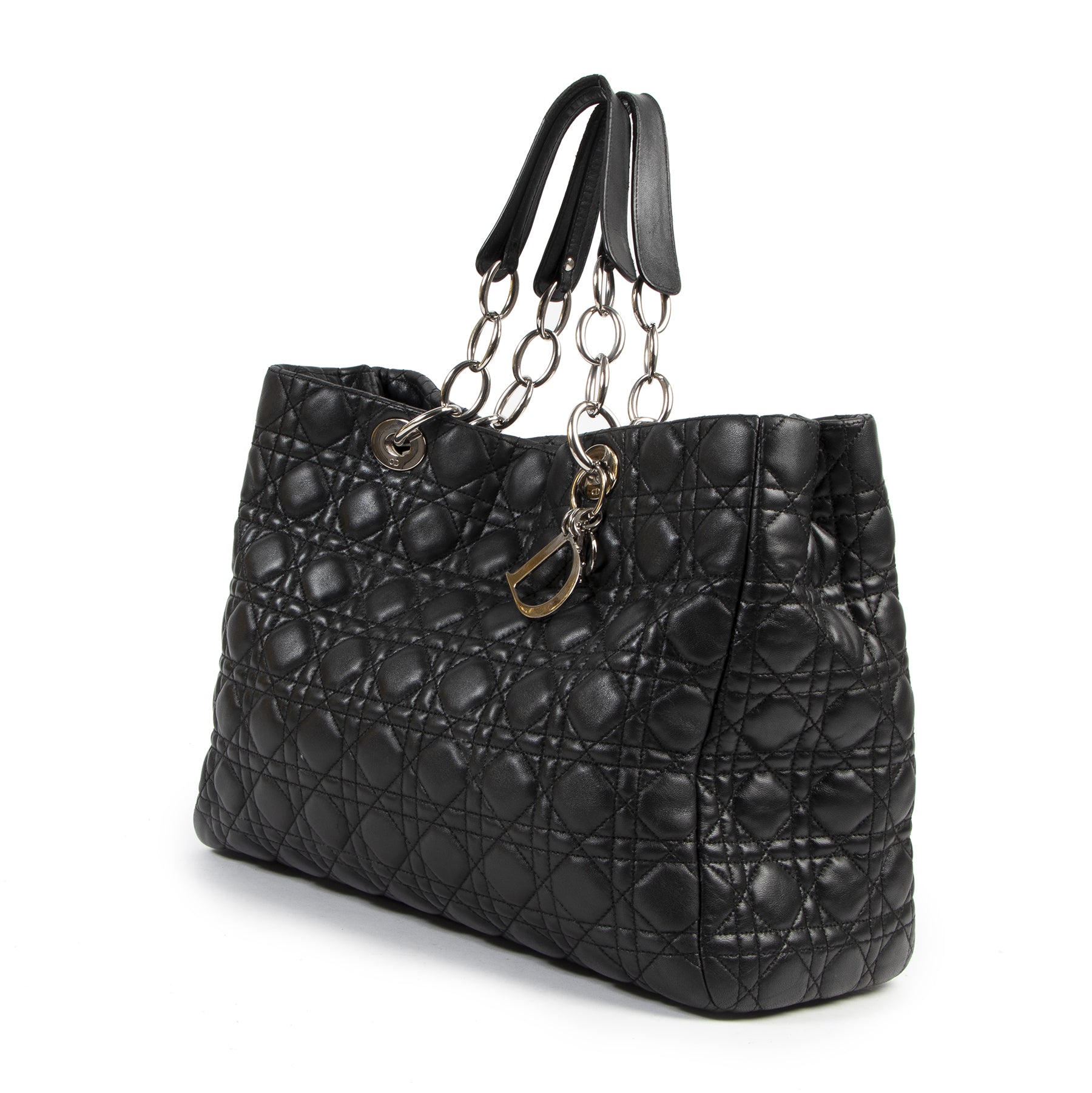 Christian Dior Cannage Lambskin Leather Soft Lady Dior Shopping Tote