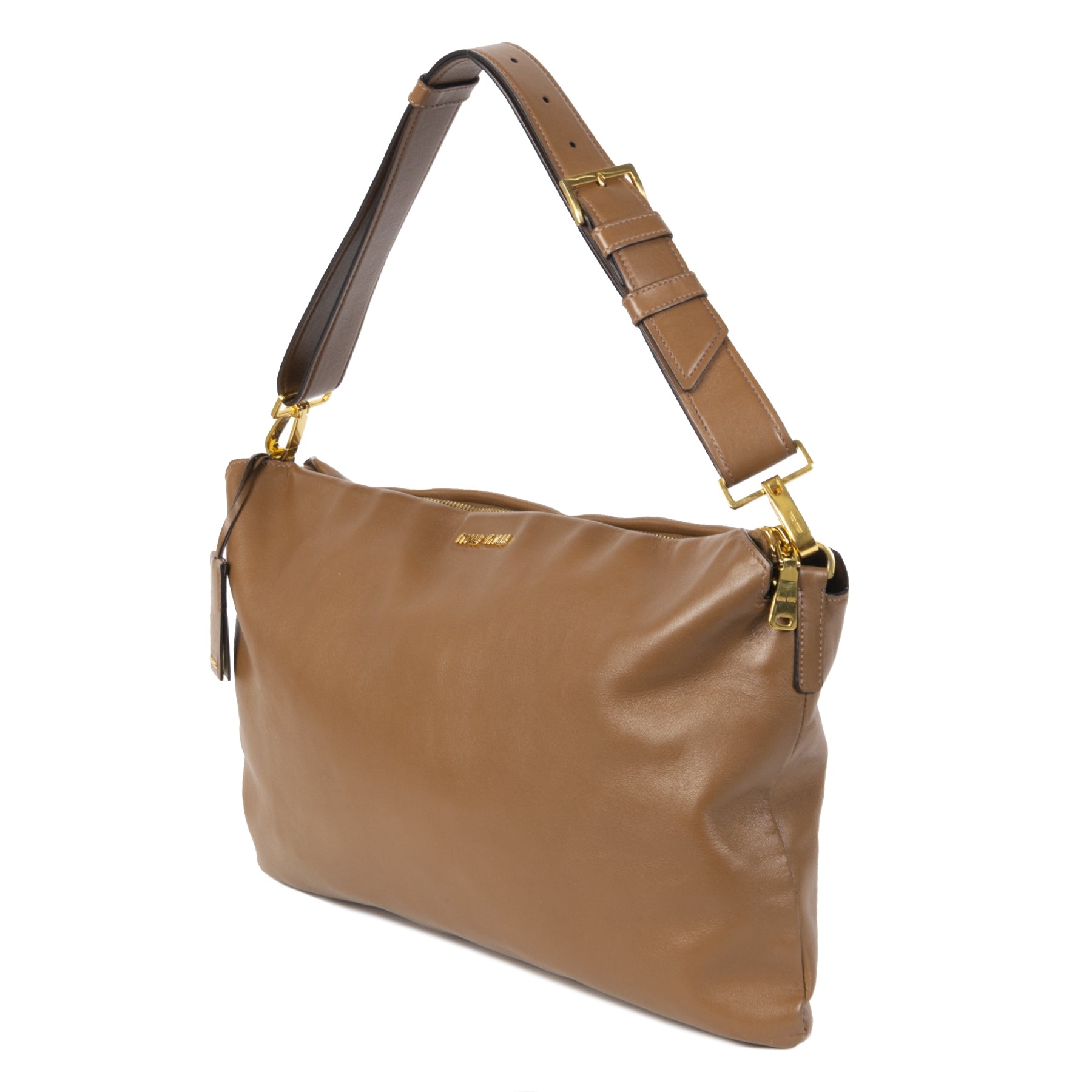 Authentic second-hand vintage Miu Miu Camel Cloud Hobo Bag buy online webshop LabelLOV