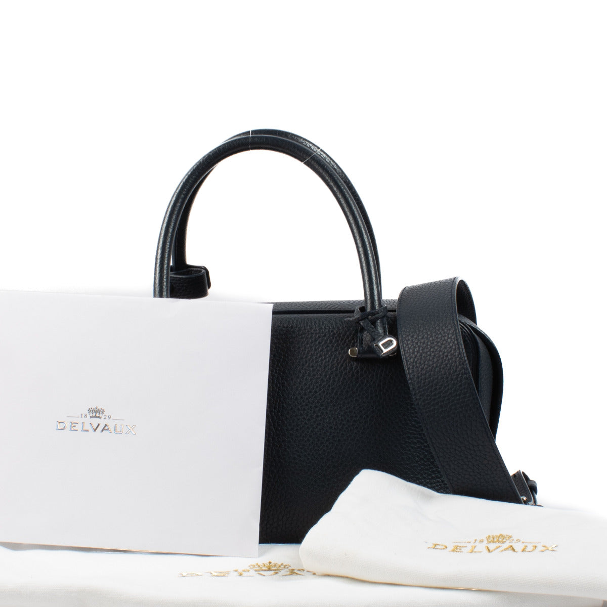 Delvaux Cool Box MM Navy Blue Taurillon Soft Bag