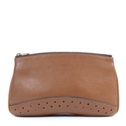 Authentic secondhand Delvaux Cognac Perforated Pouch designer bags fashion luxury vintage webshop safe secure online shopping designer high end brands