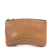 Authentieke Tweedehands Delvaux Cognac Perforated Card Case juiste prijs veilig online shoppen luxe merken webshop winkelen Antwerpen België mode fashion