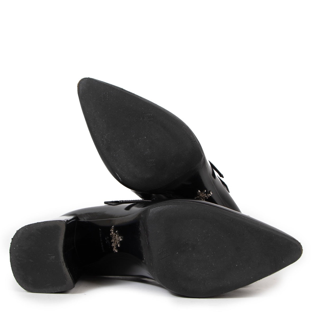 Buy an authentic second hand Prada Black Leather Mary Jane Double Belt Buckle Heels - Size 36 in very good condition at Labellov