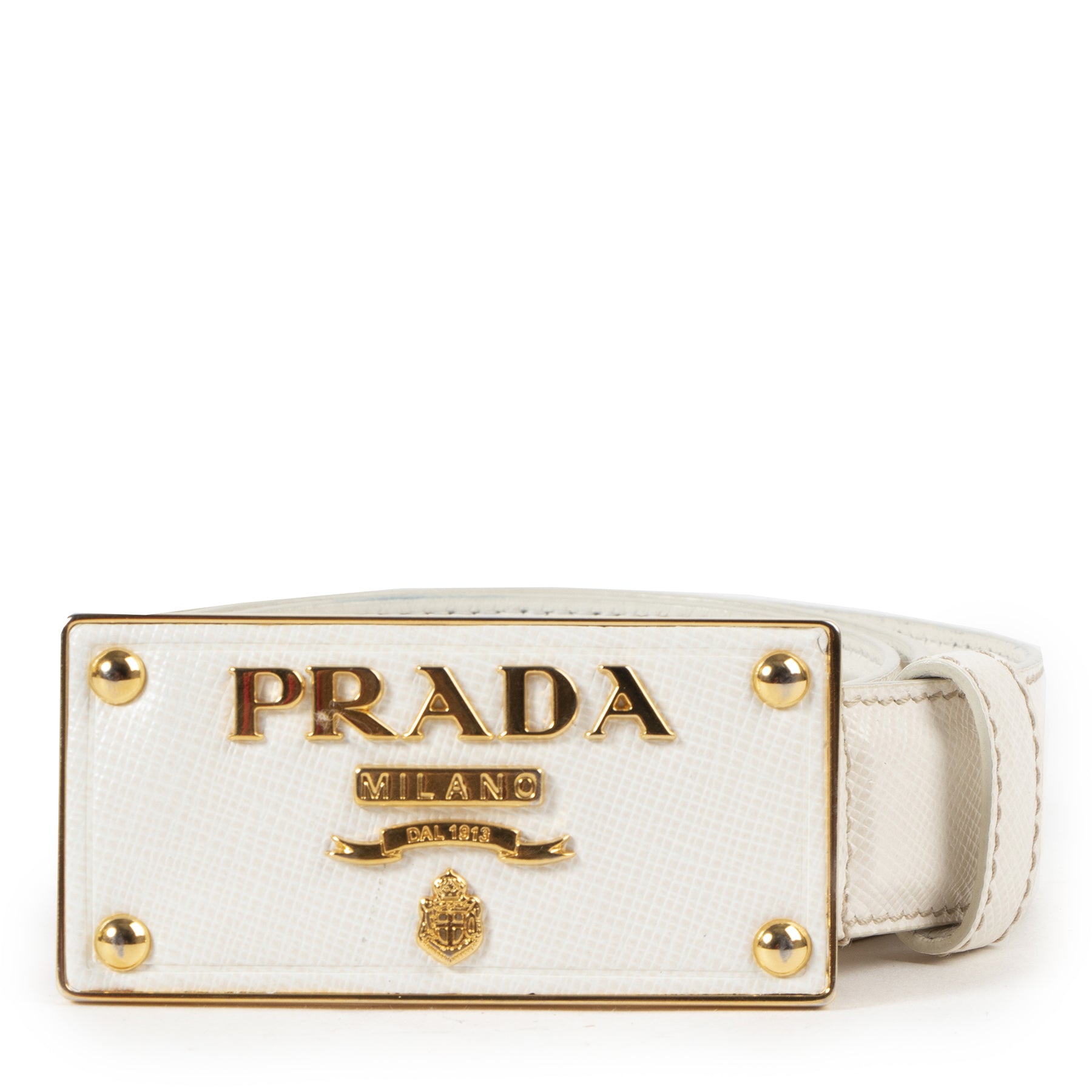 Prada White Saffiano Leather Belt for the best price at Labellov secondhand luxury