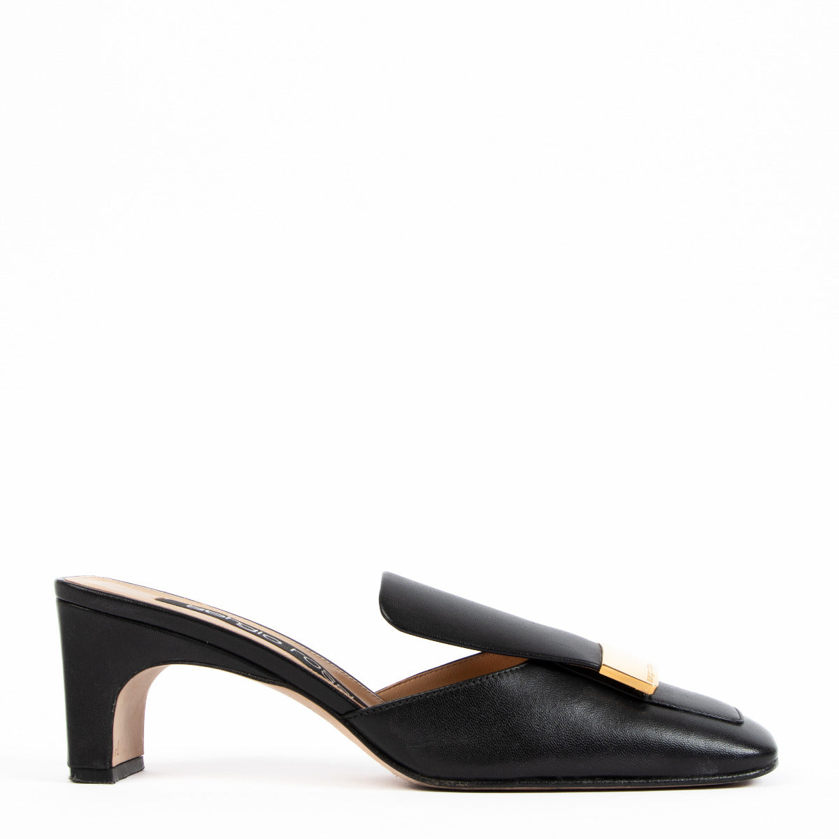 Sergio Rossi Black Leather Mules - size 36.5 for the best price at Labellov secondhand luxury in Antwerp. BUy and sell your preloved and brand new designer bags for the best price.