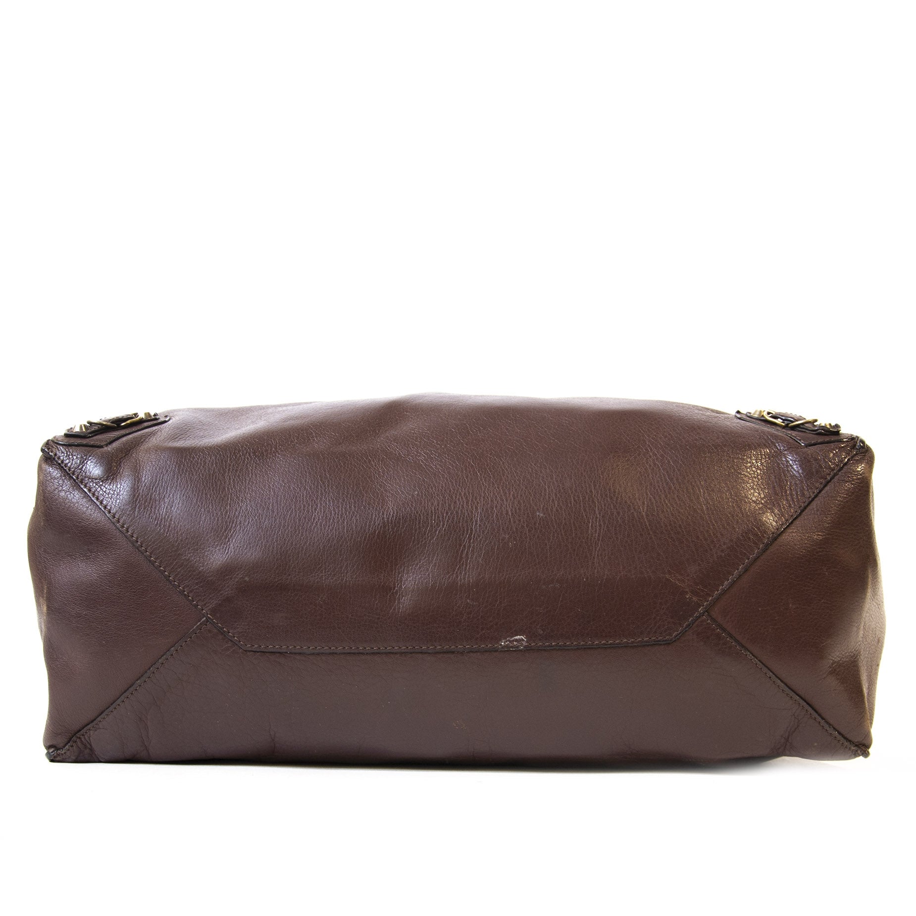 Authentieke Tweedehands Balenciaga Burgundy Leather Papier Bag PM juiste prijs veilig online shoppen luxe merken webshop mode fashion winkelen Antwerpen België