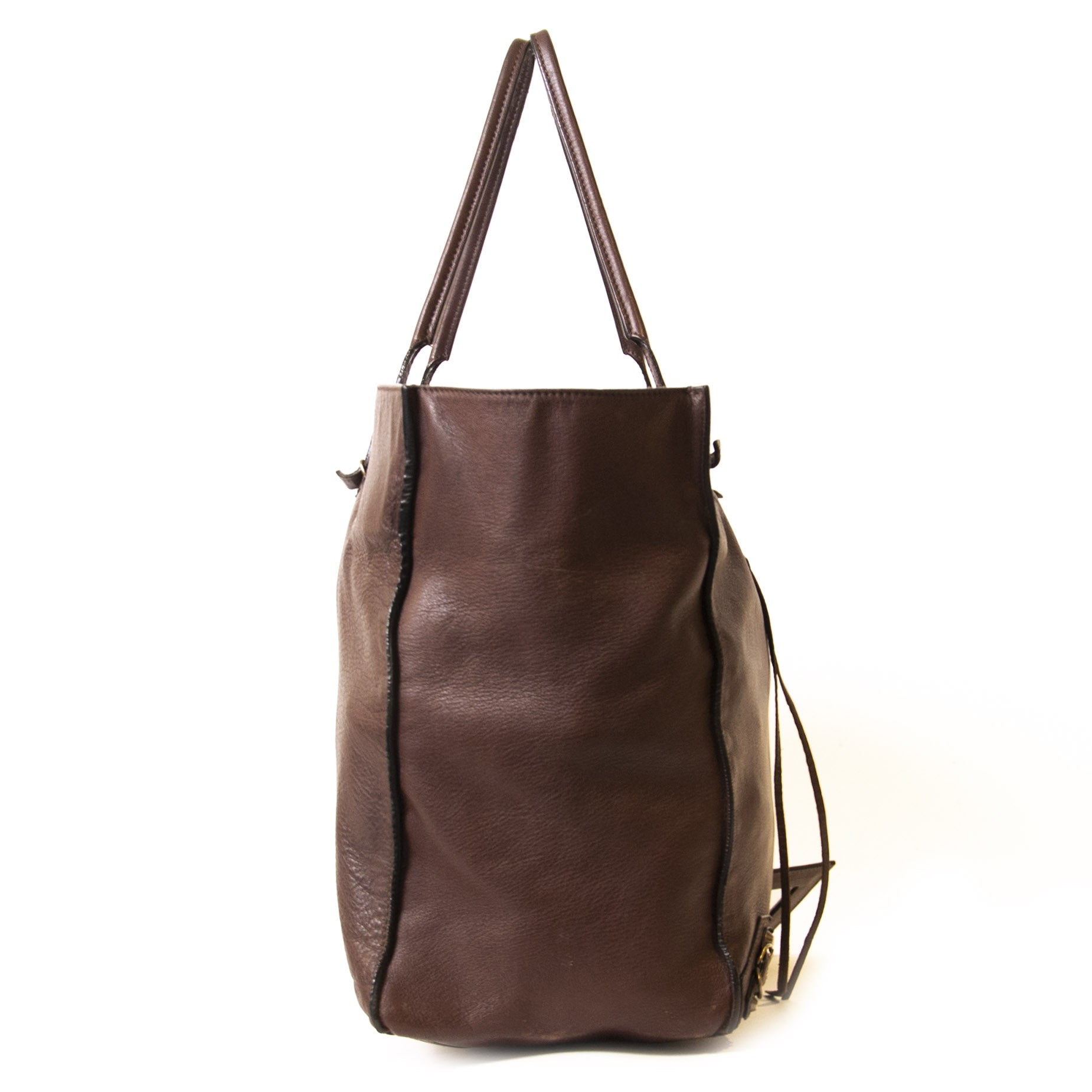 Authentieke Tweedehands Balenciaga Burgundy Leather Papier Bag PM juiste prijs veilig online shoppen luxe merken webshop mode fashion winkelen Antwerpen België