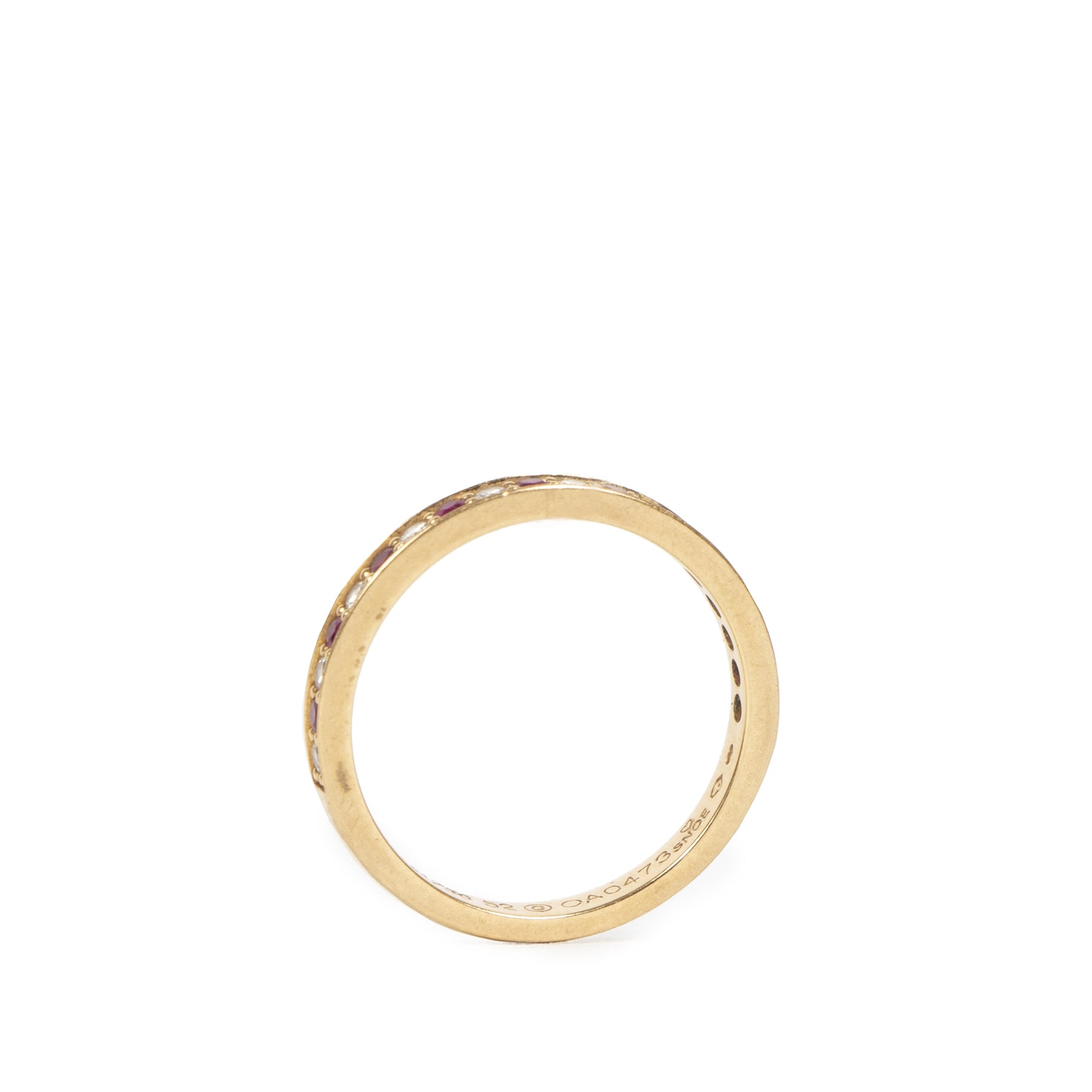 Authentieke Tweedehands Cartier Gold Half Eternity Diamond Ruby 18 Karat Ring juiste prijs veilig online shoppen luxe merken webshop winkelen Antwerpen België gouden ring 18 karaat