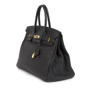 koop veilig online jou tweedehands As New Hermes Birkin 35 Black Togo GHW