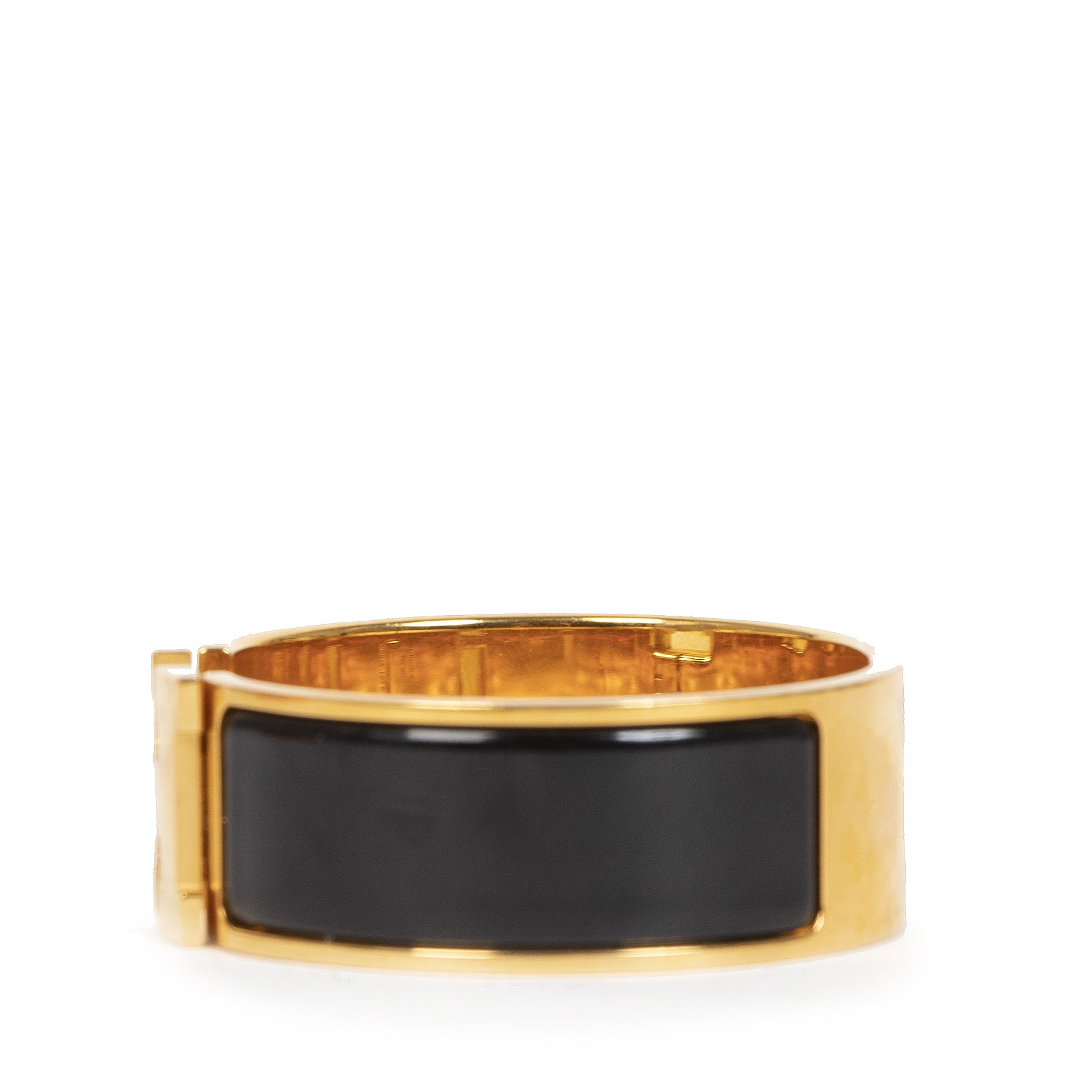 100% authentic Hermès Black Clic Clac H Bracelet GHW