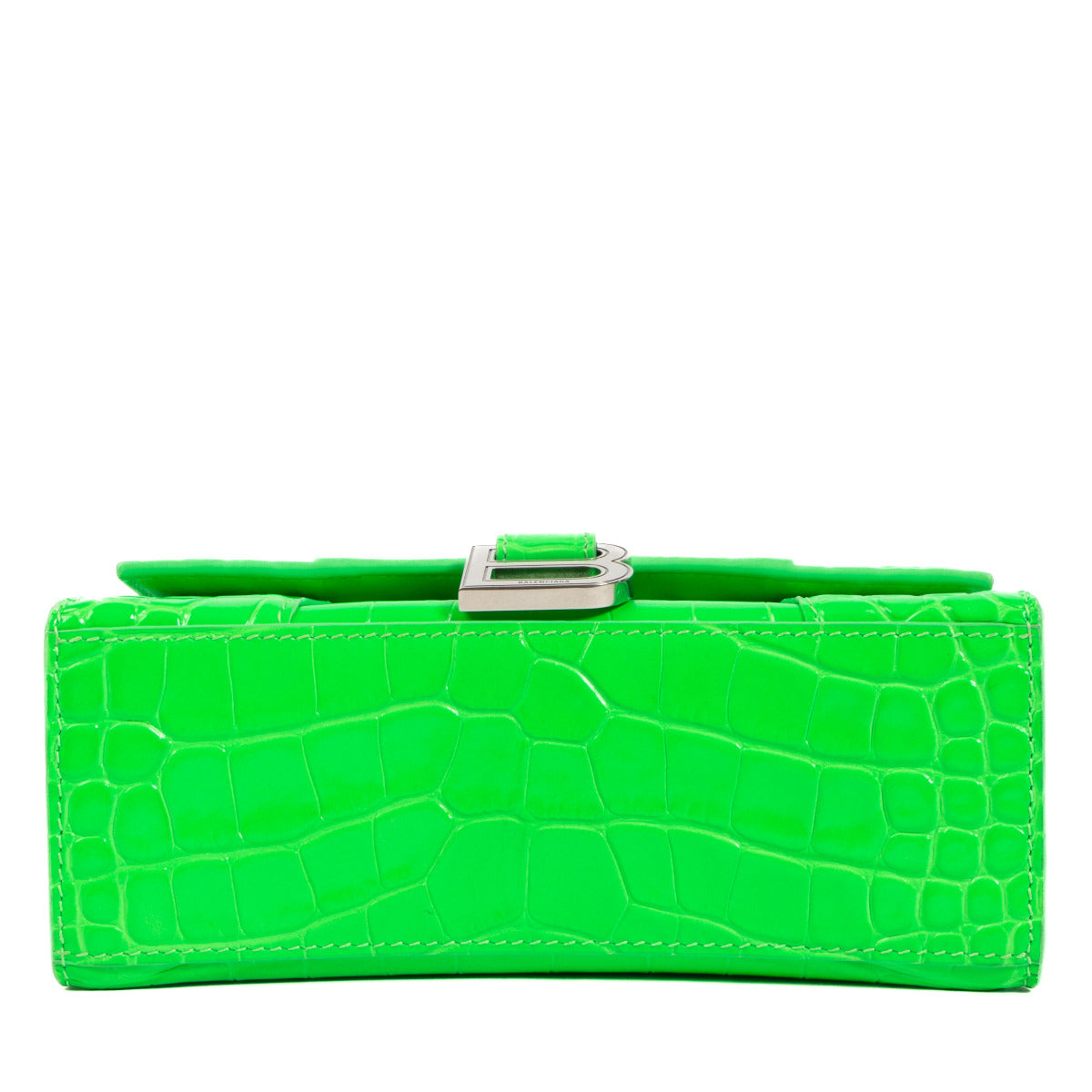 Balenciaga Neon Green Crocodile-Embossed Hourglass XS Shoulder Bag