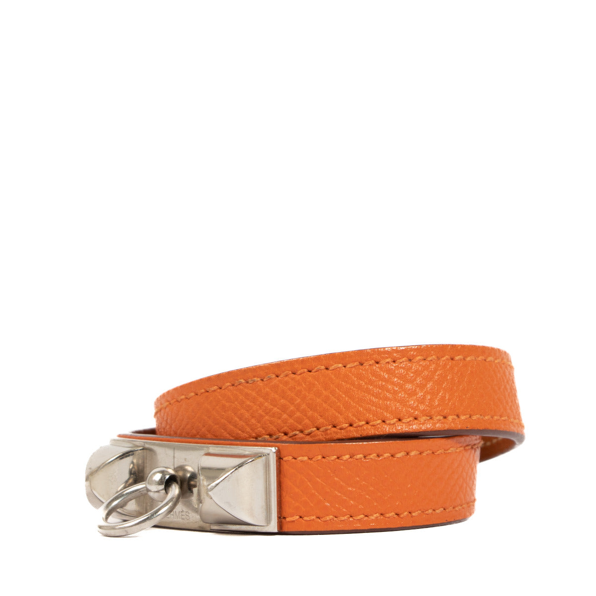 Hermès Oranje Leren Rivale Armband PHW