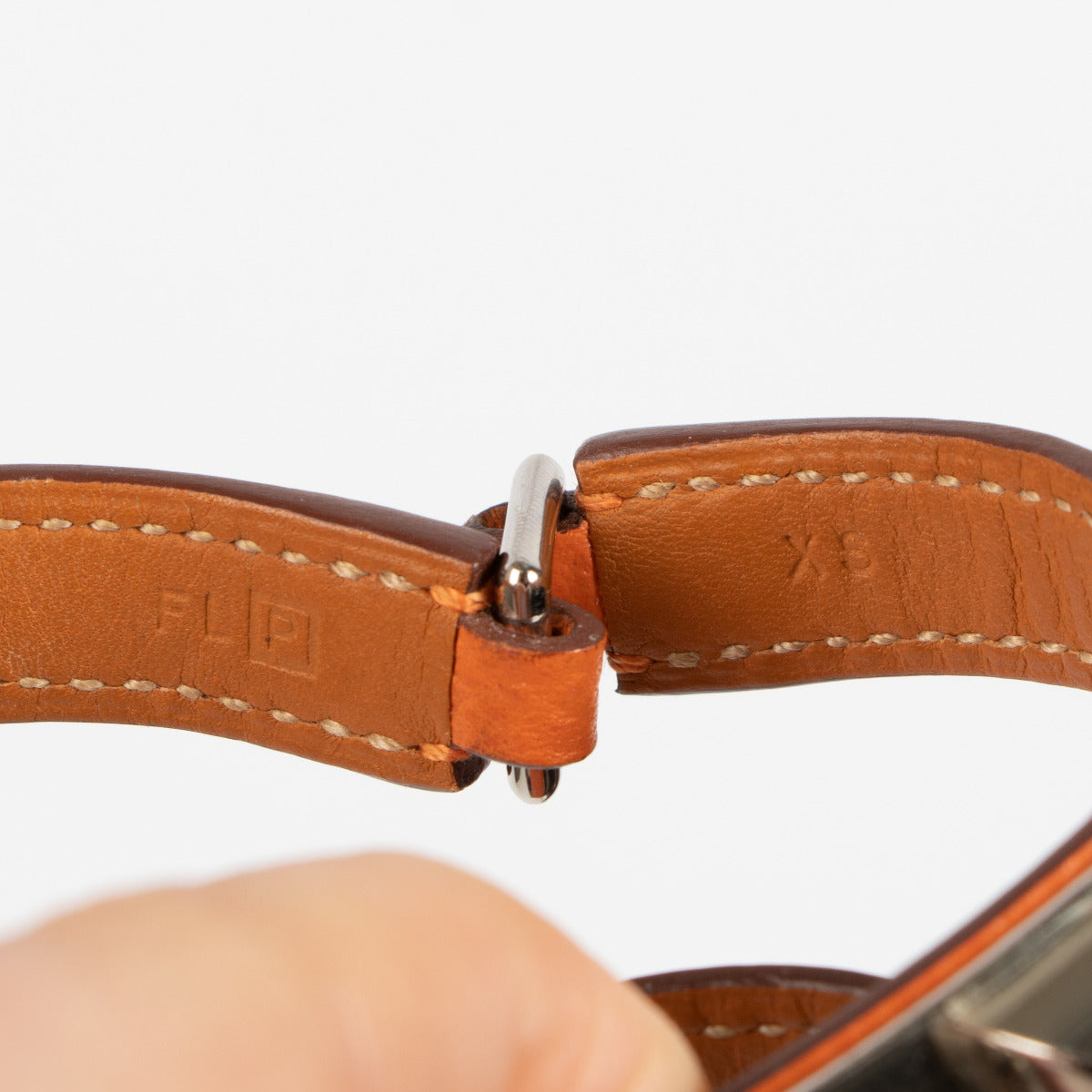 Hermès Oranje Leren Rivale Armband PHW