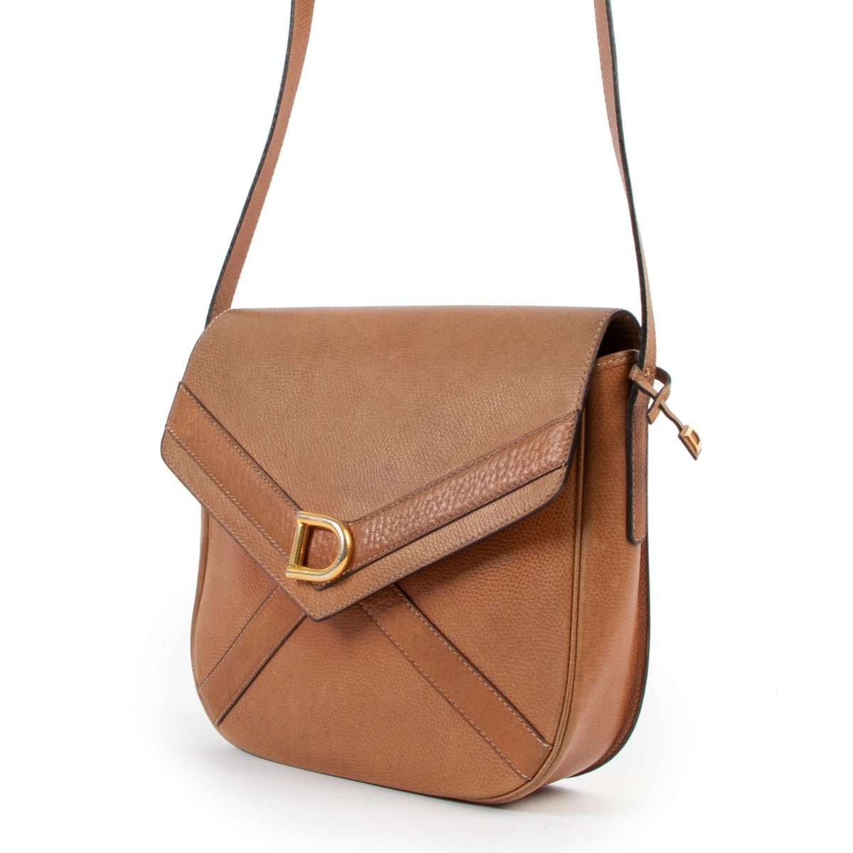 Shop authentic high-end designer vintageDelvaux Cognac Gold D Crossbody Bag at Labellov