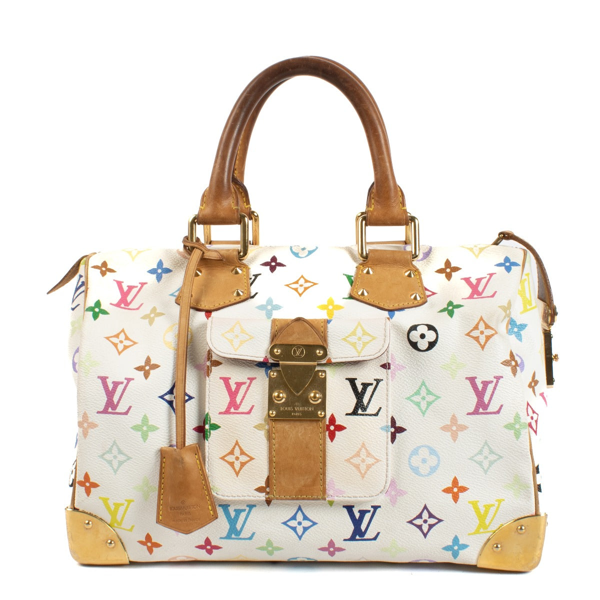 Vintage Second hand Designer Louis Vuitton White Monogram Multicolore Speedy 30 on www.labellov.com