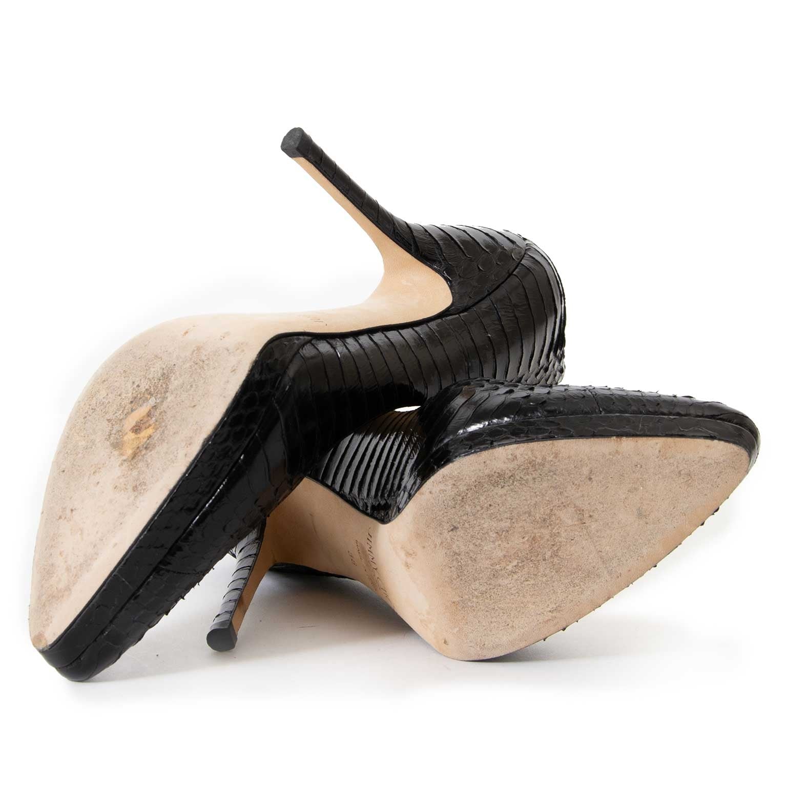 jimmy choo black python pumps now for sale at labellov vintage fashion webshop belgium