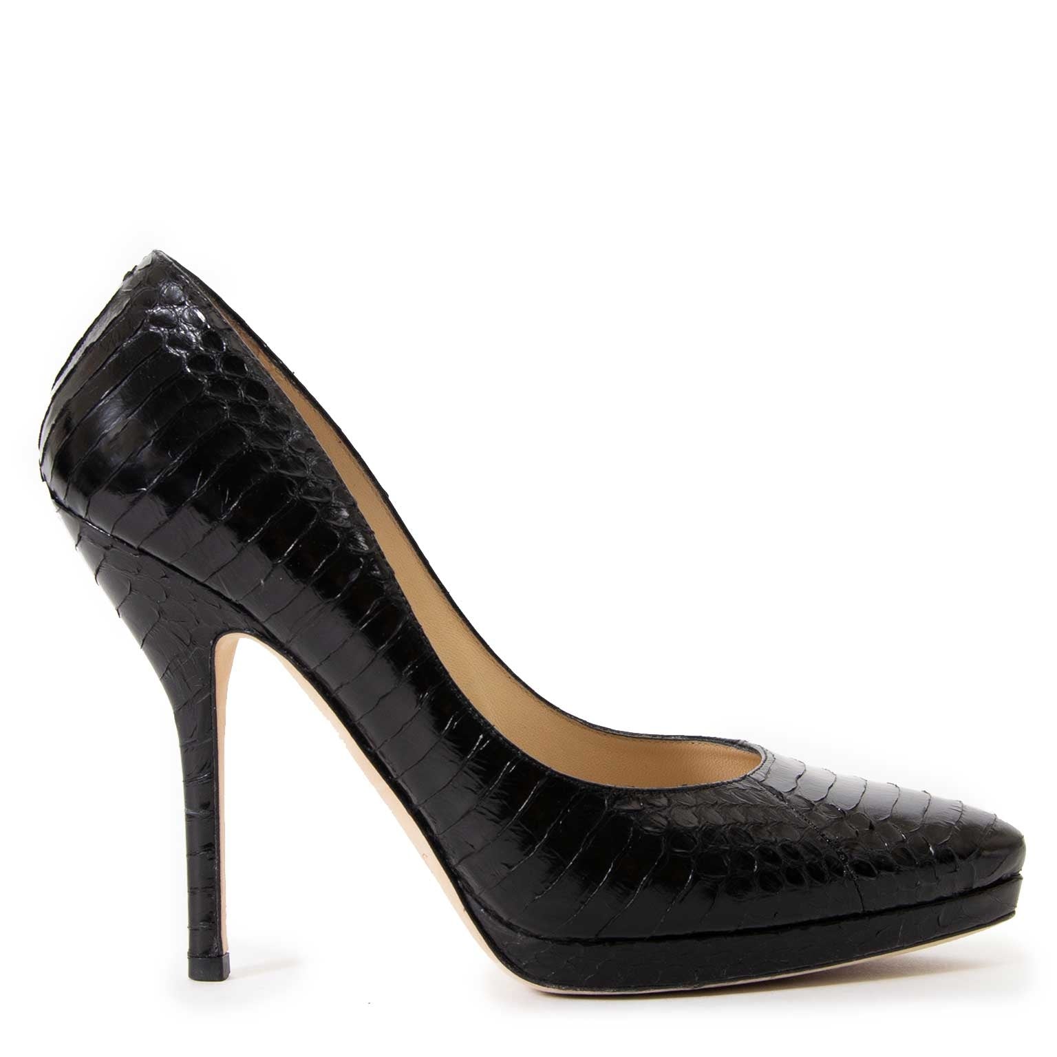 jimmy choo black python pumps now for sale at labellov vintage fashion webshop belgium