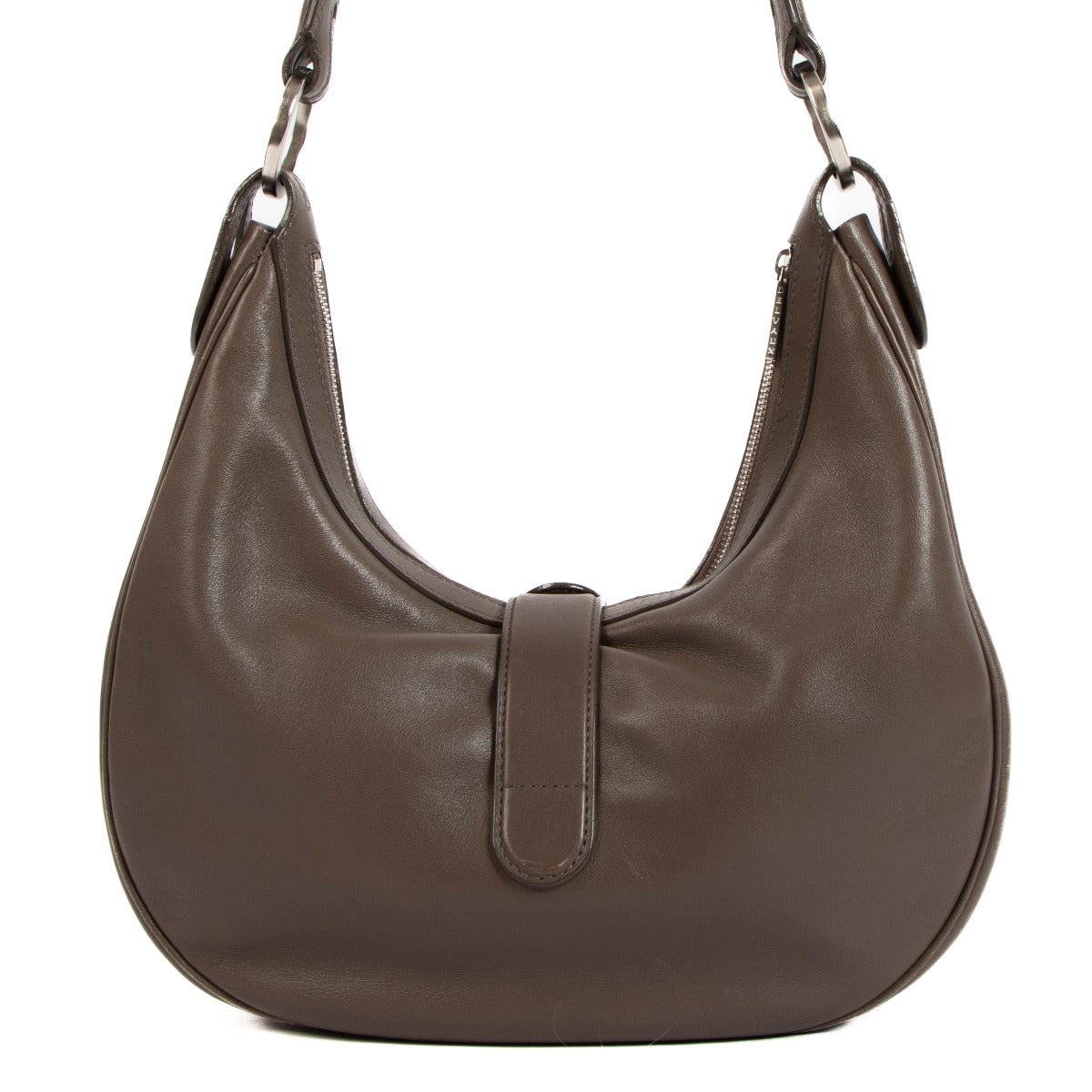 Buy an authentic Delvaux Taupe Leather Camille PM Shoulder Bag on LabelLov.com