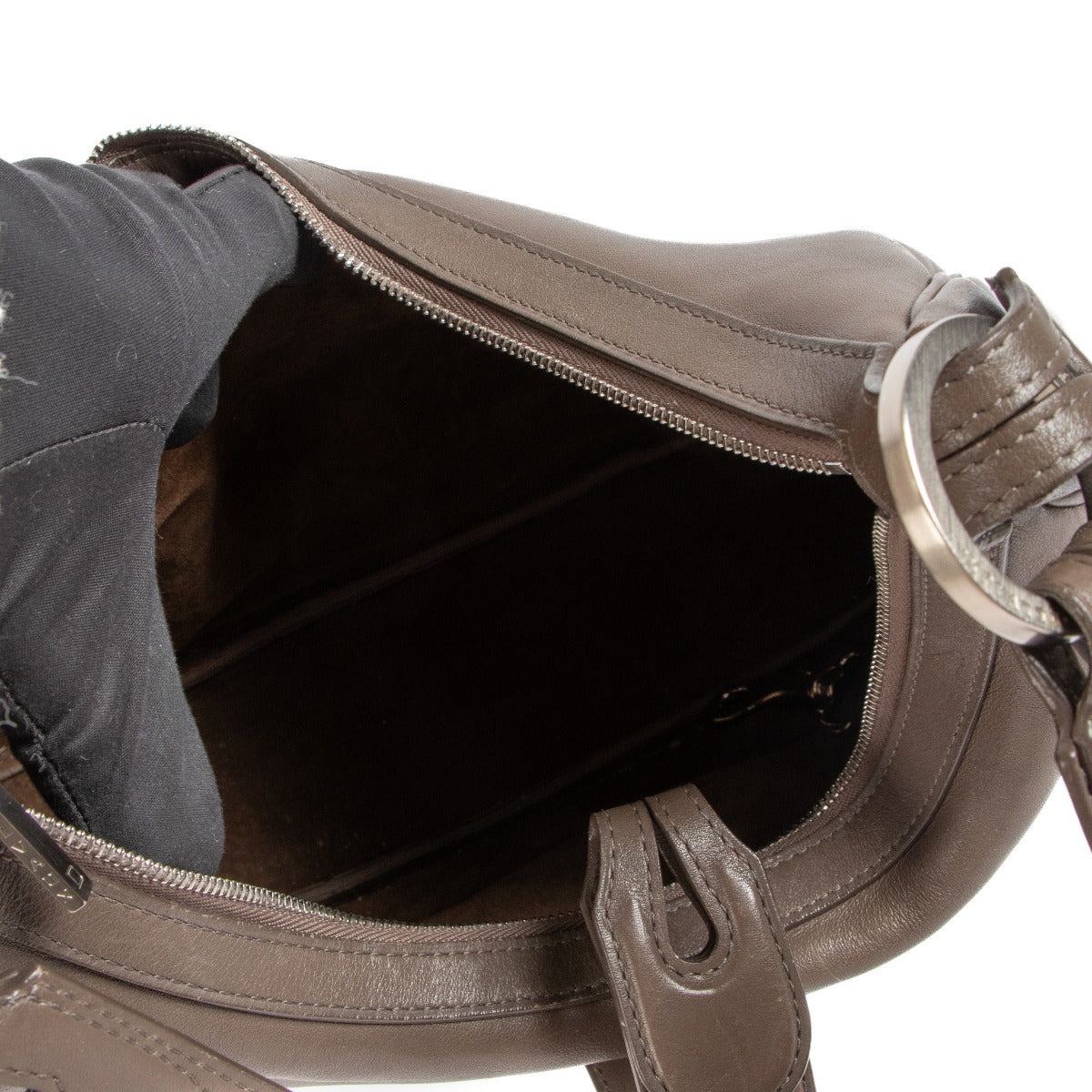 Sac porté épaule Delvaux Camille PM en cuir taupe
