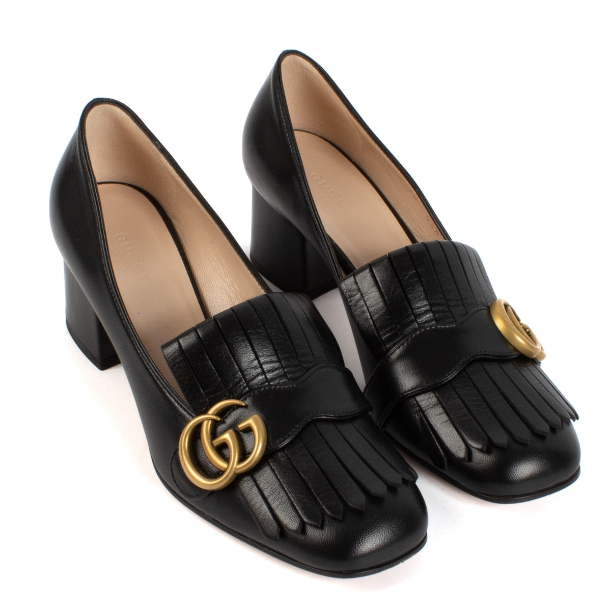 shop 100% authentic second hand Gucci Black GG Marmont Heels - Size 38 on Labellov.com