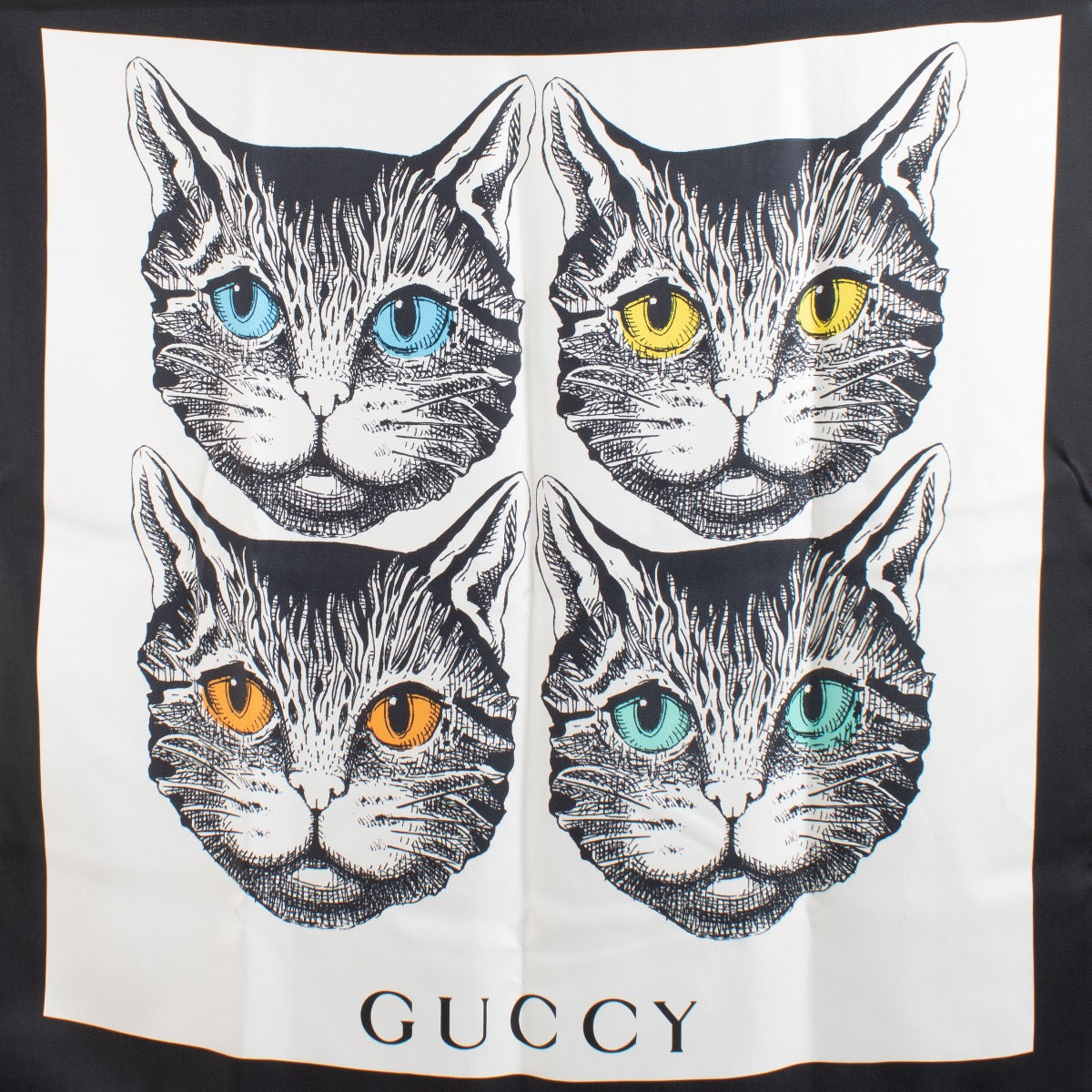 Buy authentic second hand Gucci Black Silk Mystic Cat Scarf at Labellov.com