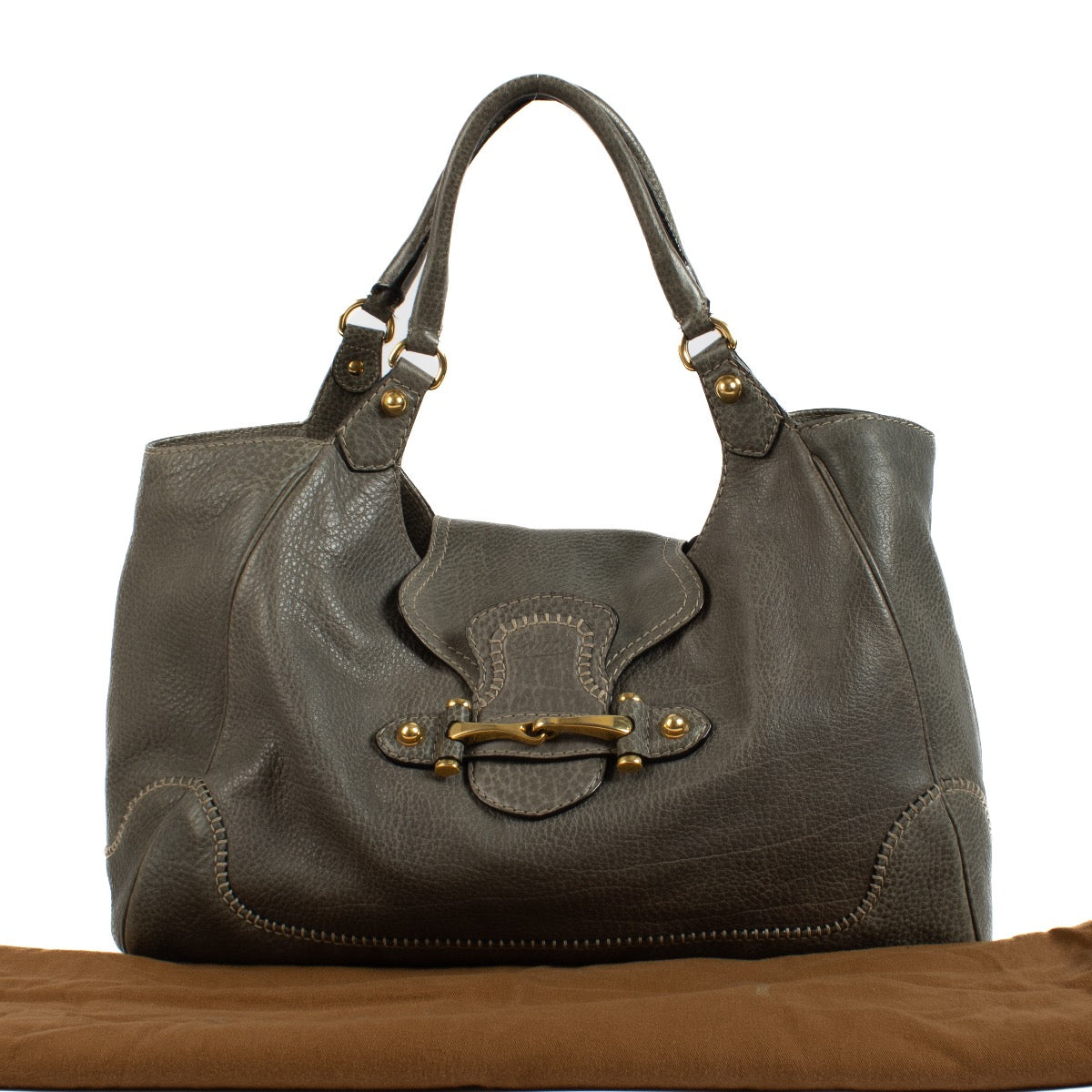 Shop safe online at Labellov in Antwerp, Brussels and Knokke this 100% authentic second hand Gucci Taupe Leather New Pelham Horsebit Shoulder Bag