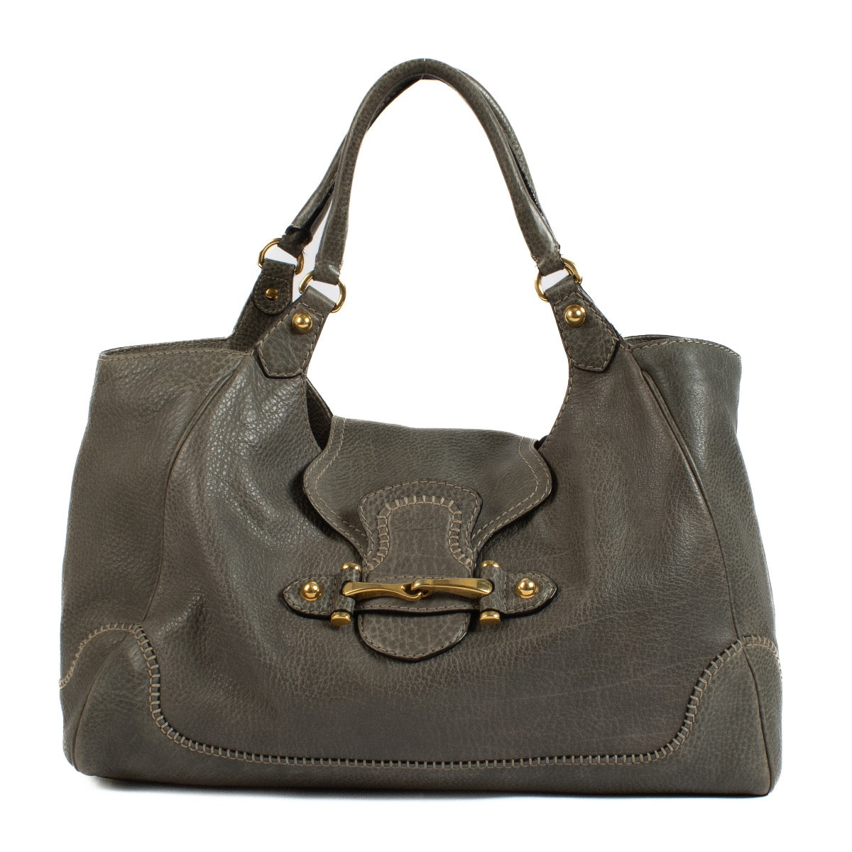 Shop safe online at Labellov in Antwerp, Brussels and Knokke this 100% authentic second hand Gucci Taupe Leather New Pelham Horsebit Shoulder Bag