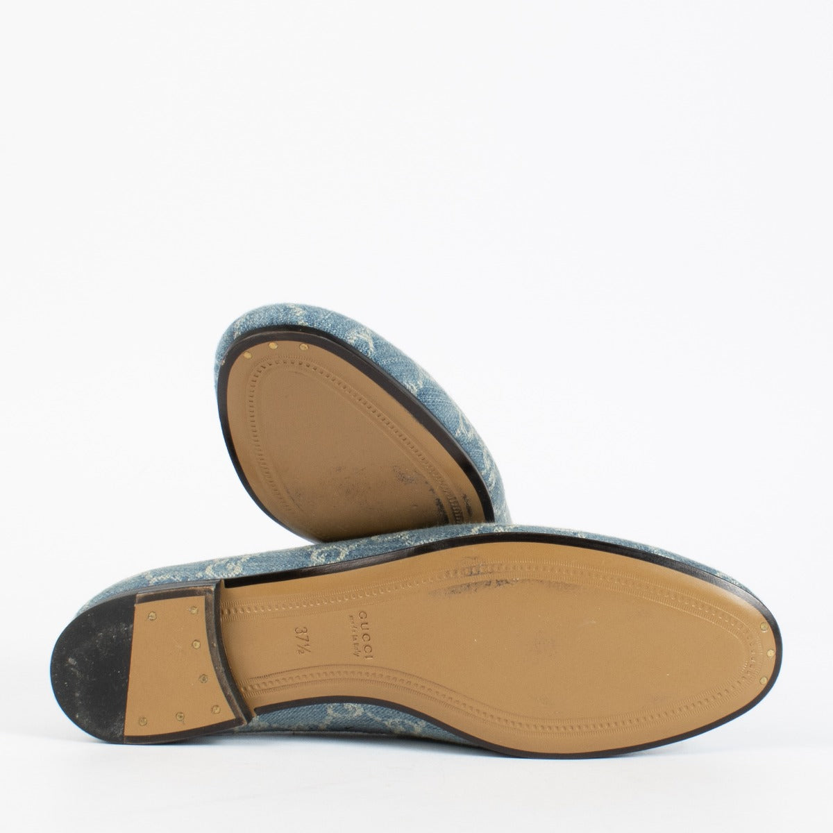 Authentic pre-loved Gucci New Jordaan GG Denim Loafers — Size 37.5 on Labellov.com