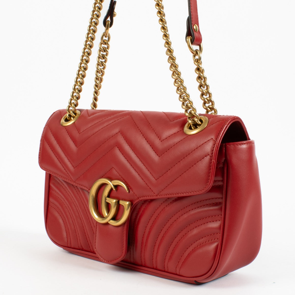 Gucci Rode Leren Medium GG Marmont Tas
