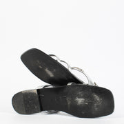Authentic pre-loved Gucci Silver Slim Horsebit Flat Sandals — Size 37.5 on Labellov.com
