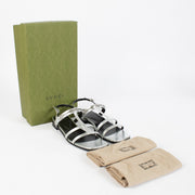 Authentic pre-loved Gucci Silver Slim Horsebit Flat Sandals — Size 37.5 on Labellov.com