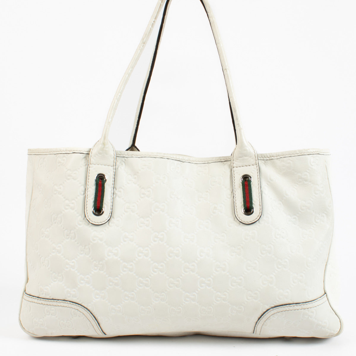Sac fourre-tout Gucci en cuir Guccissima blanc