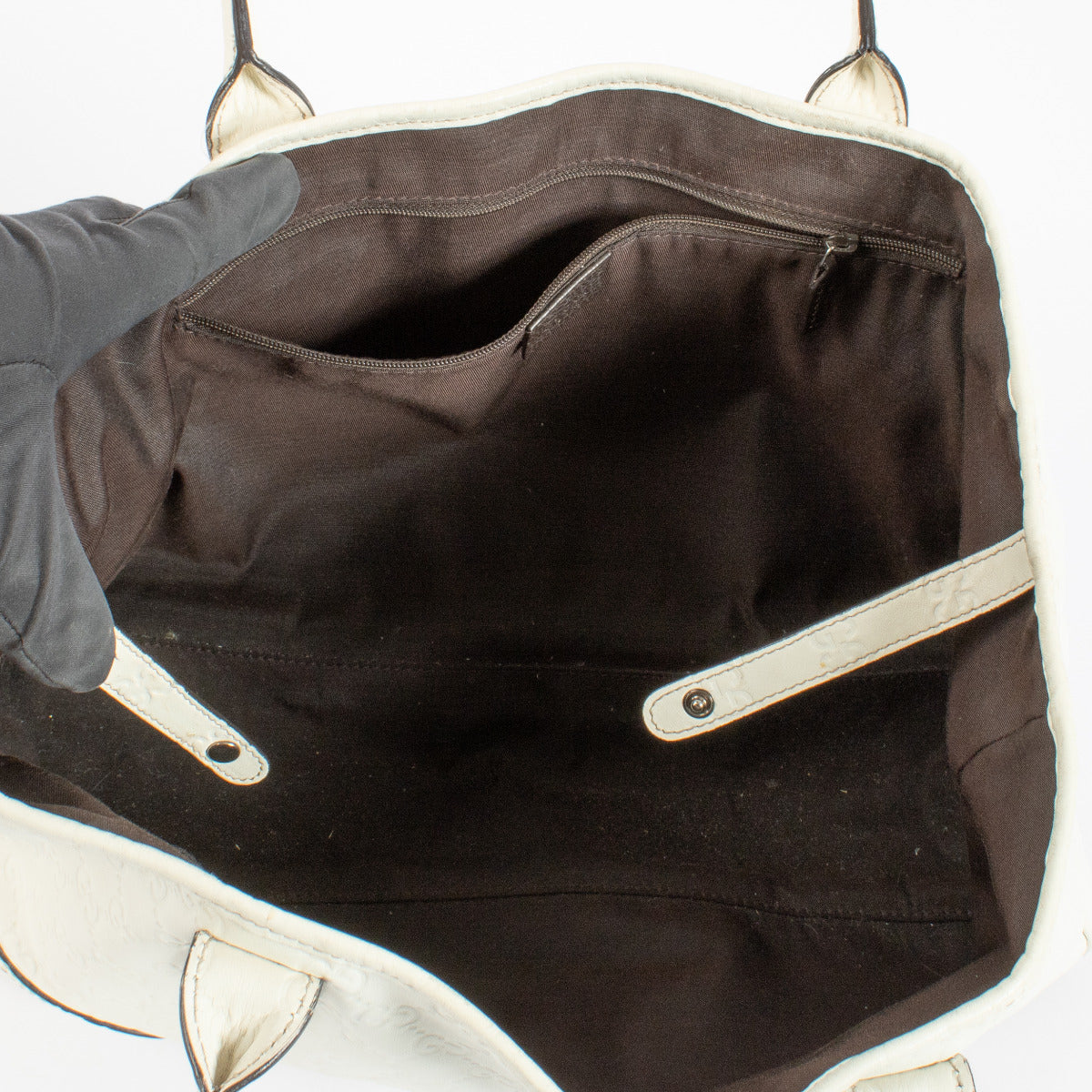 Sac fourre-tout Gucci en cuir Guccissima blanc