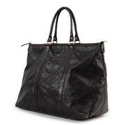 100% authentic second hand brown leather GG embossed pattern shoulder bag