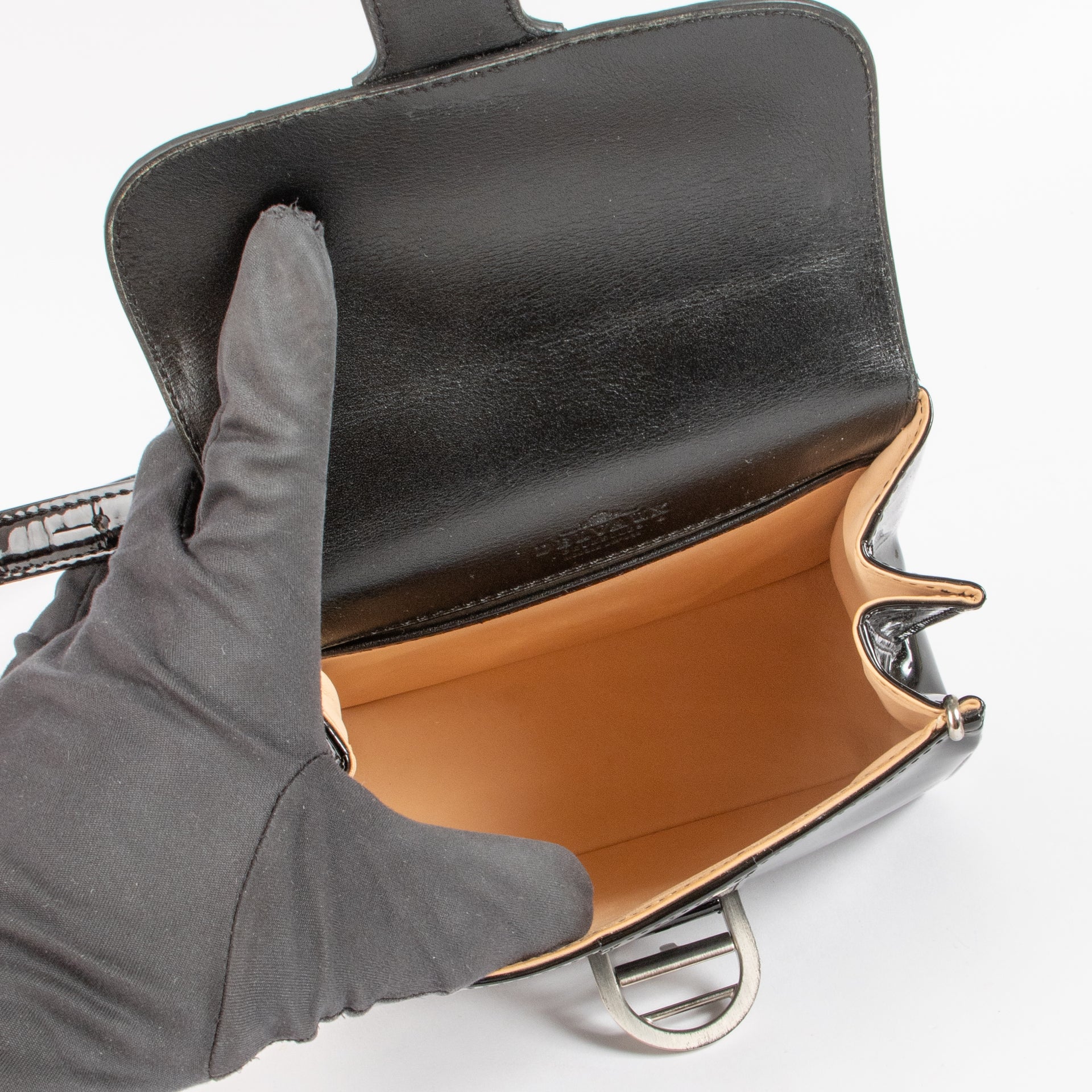 Delvaux Black Vernis Brillant XS Crossbody Bag