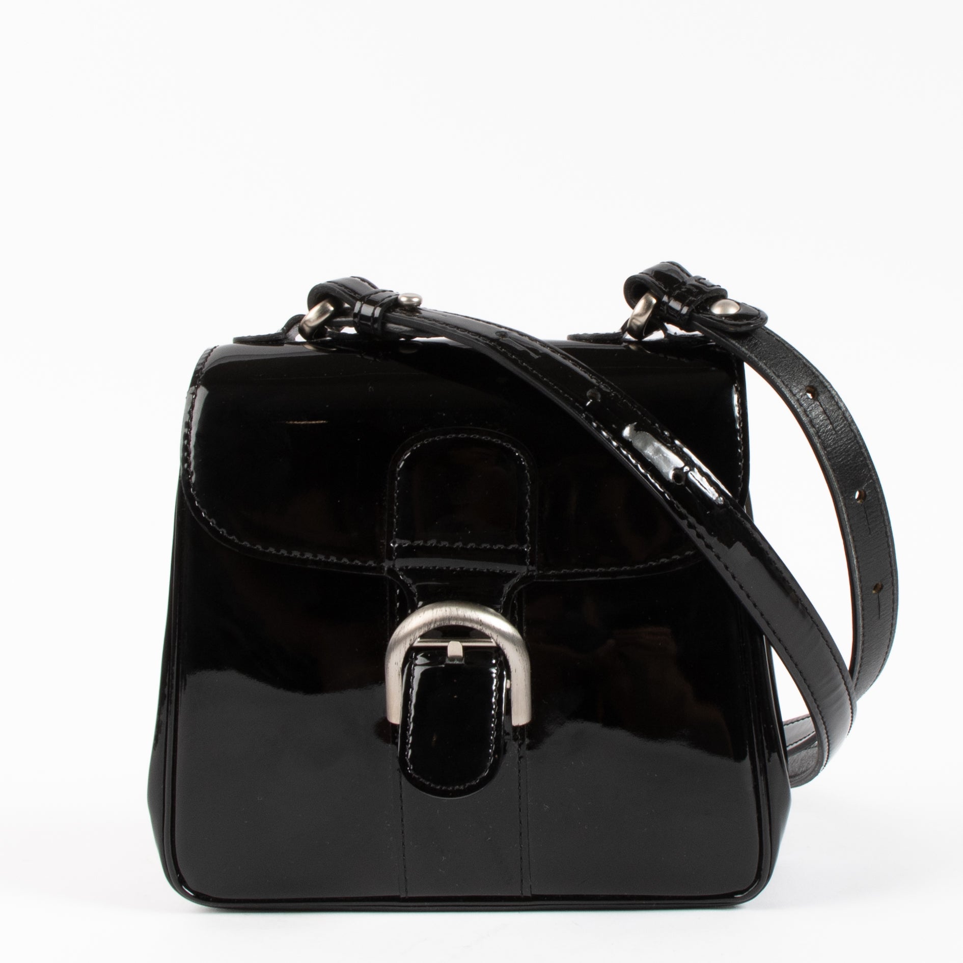Delvaux Black Vernis Brillant XS Crossbody Bag