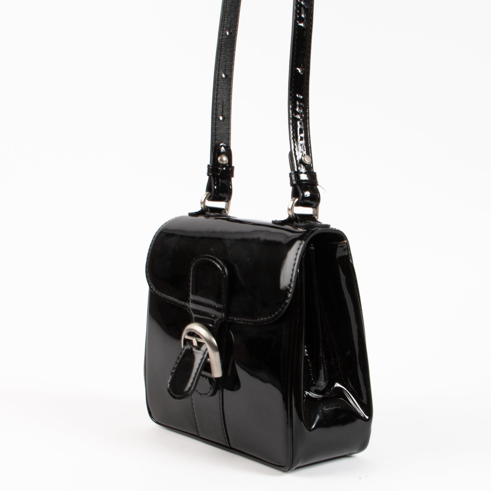 Delvaux Black Vernis Brillant XS Crossbody Bag