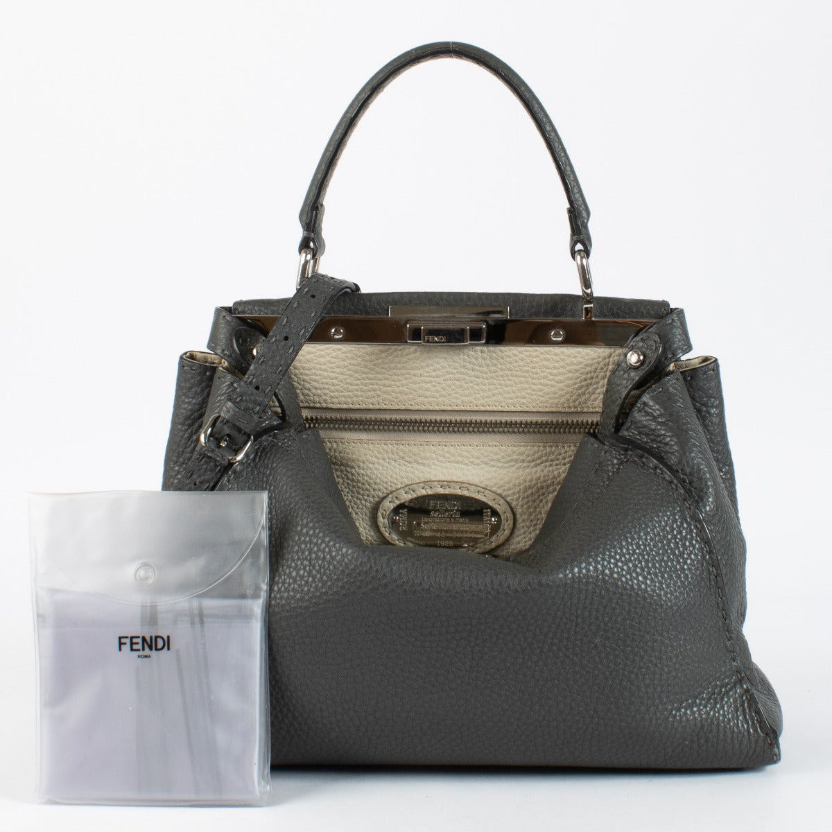 Authentic preloved Fendi Grey Medium Peekaboo Bag on Labellov.com