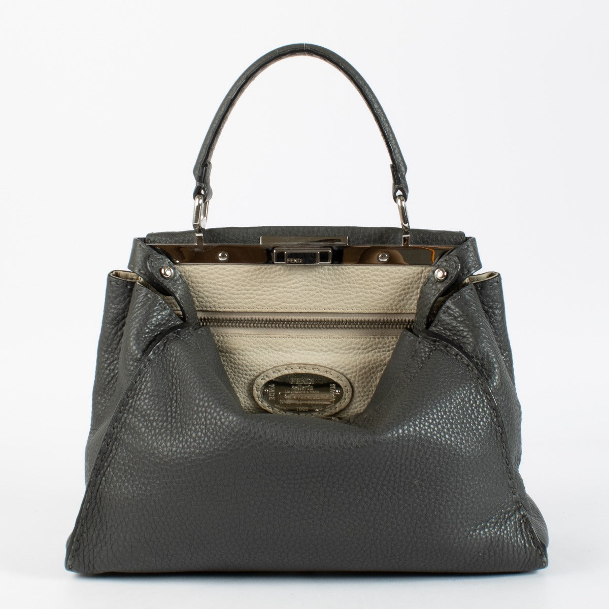 Authentic preloved Fendi Grey Medium Peekaboo Bag on Labellov.com