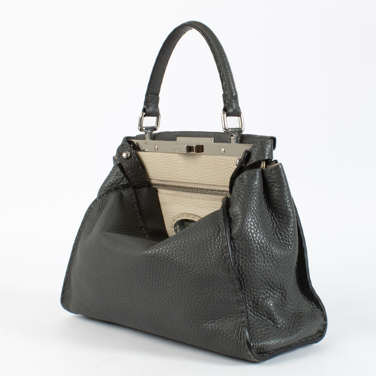 Authentic preloved Fendi Grey Medium Peekaboo Bag on Labellov.com