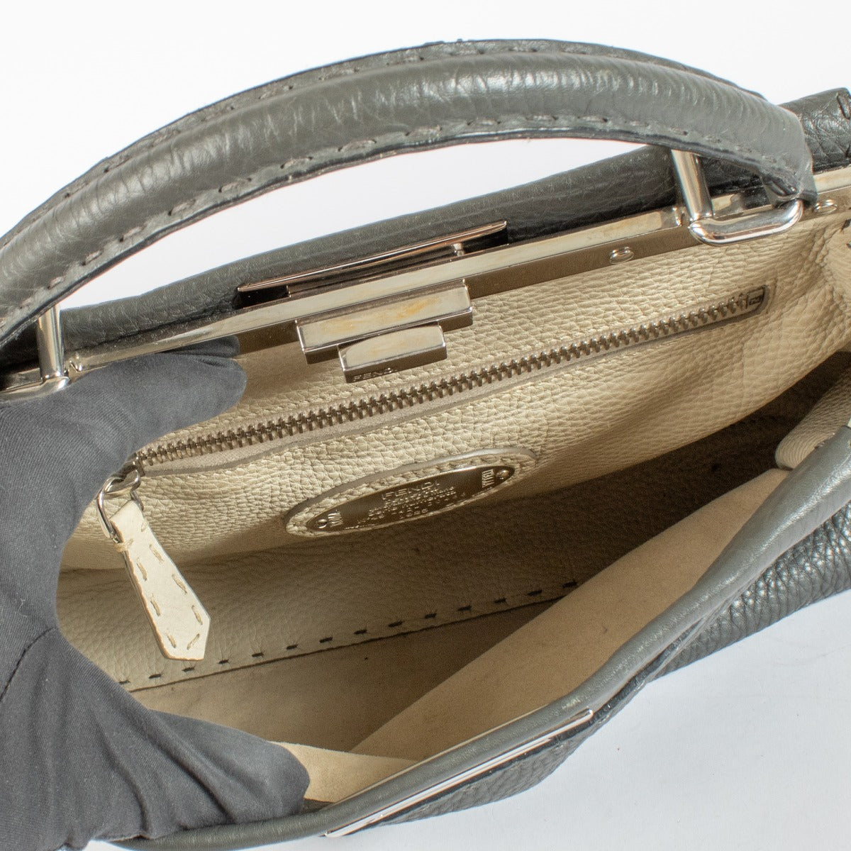Authentic preloved Fendi Grey Medium Peekaboo Bag on Labellov.com