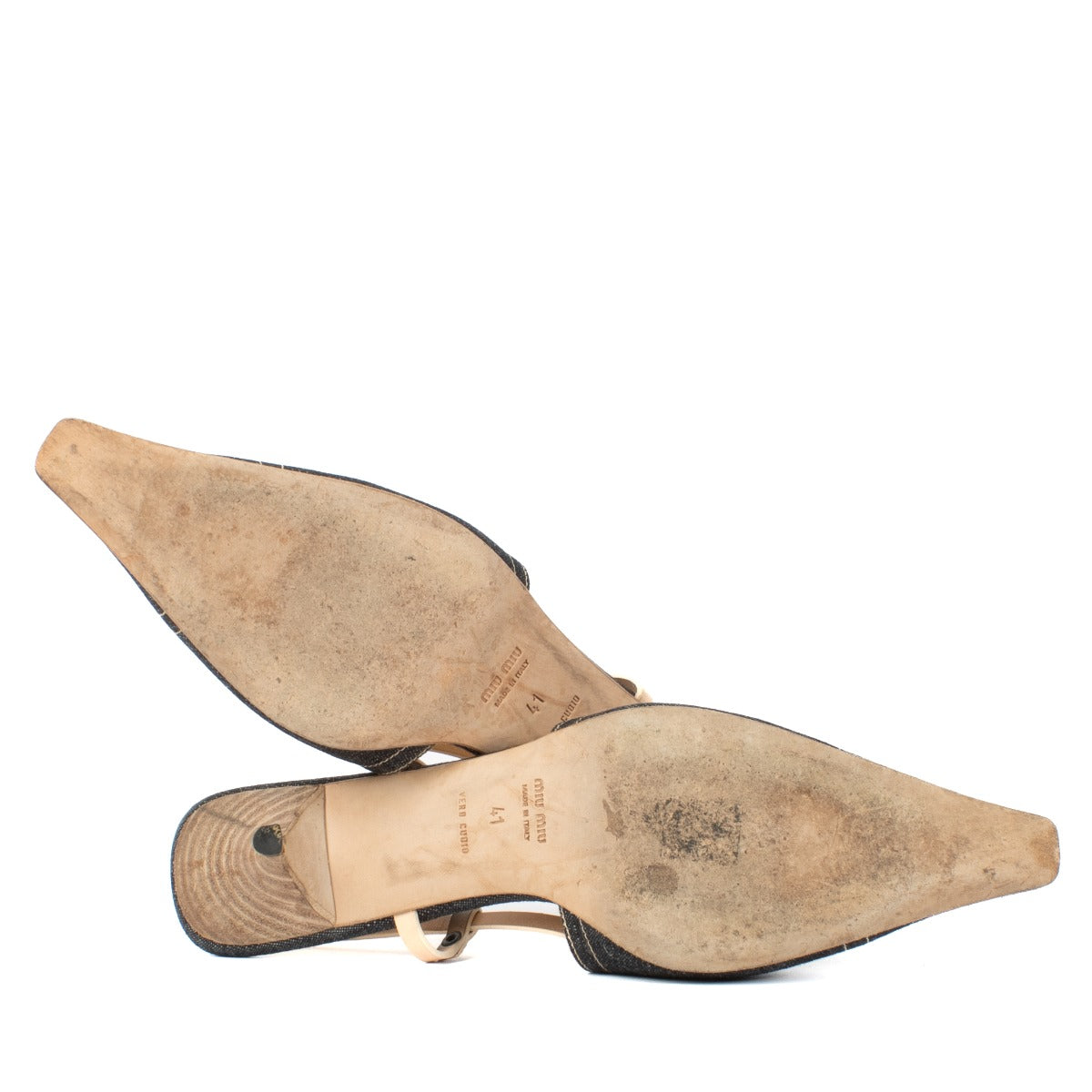 Miu Miu Denim Vintage Slingback Kitten Heels - size 41