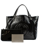 shop 100% authentic second hand Gucci Black Patent Leather Fur Trim Soho Bag on Labellov.com