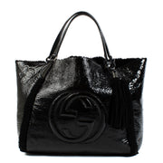 shop 100% authentic second hand Gucci Black Patent Leather Fur Trim Soho Bag on Labellov.com