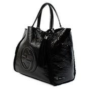 shop 100% authentic second hand Gucci Black Patent Leather Fur Trim Soho Bag on Labellov.com
