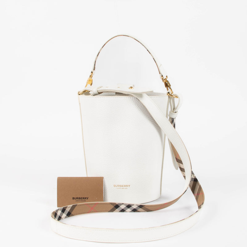 Shop this authentic Burberry White Small Bucket Bag pre-loved on Labellov.com 