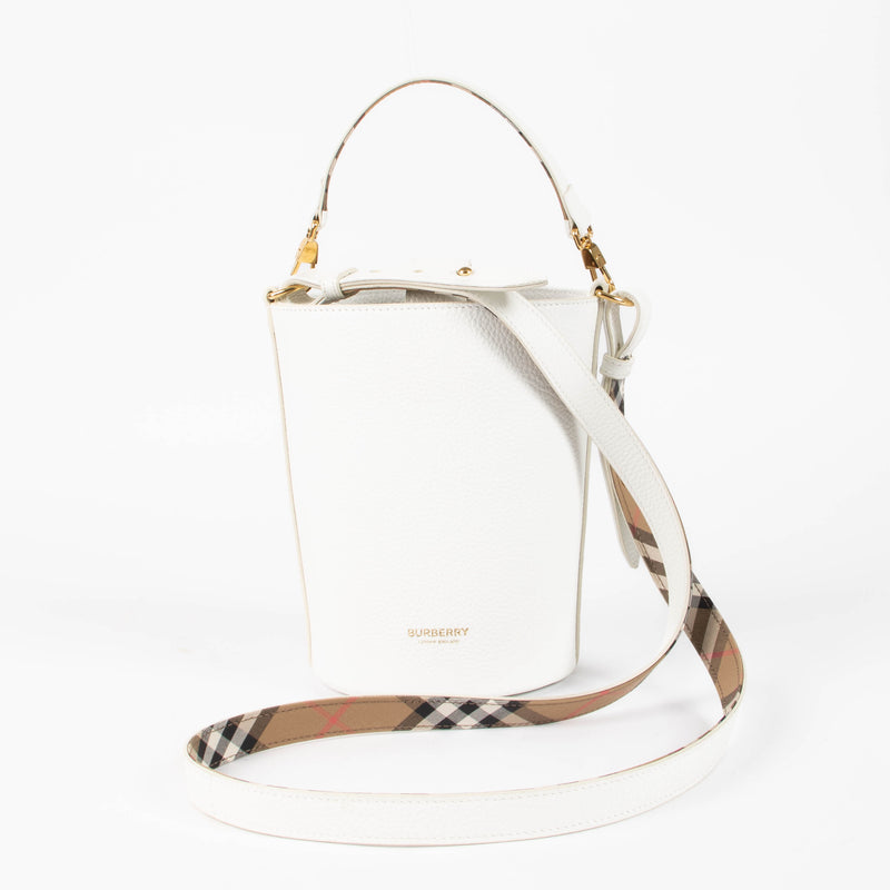 Shop this authentic Burberry White Small Bucket Bag pre-loved on Labellov.com 