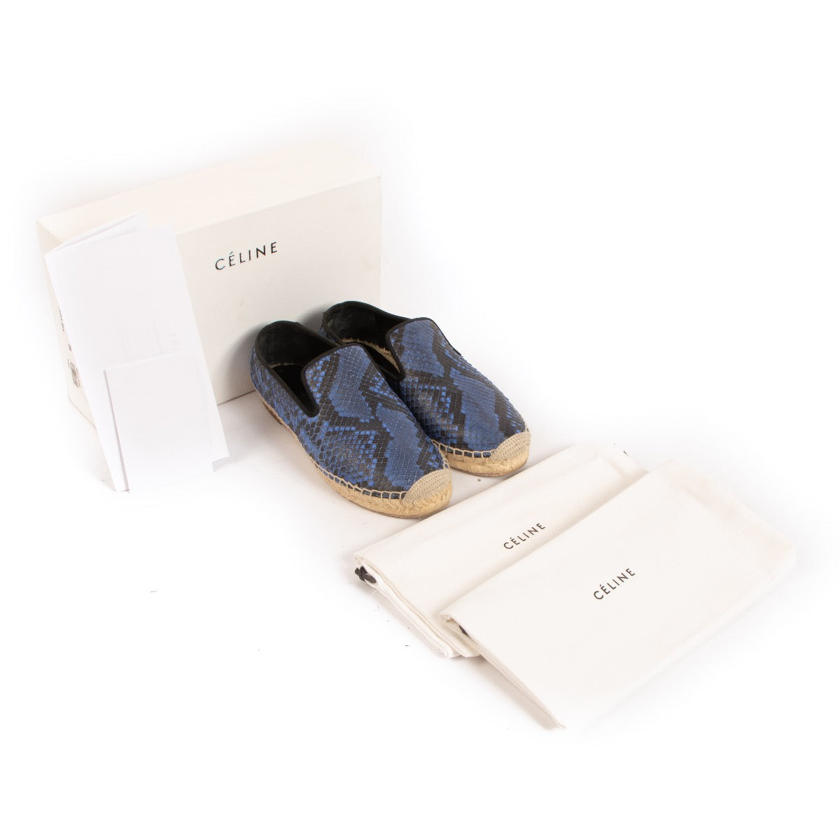 Shop safe online at Labellov in Antwerp, Brussels and Knokke these 100% authentic second hand Celine Blue Python Espadrilles - size 36
